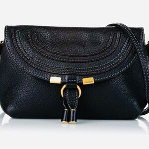 Chloe Marcie Pochette Crossbody Black Leather Bag Authentic